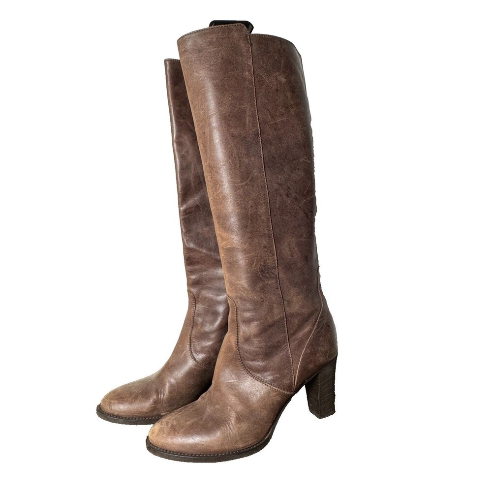 J.Crew Made in Italy Brown Leather Knee High Riding Boots Womens 9